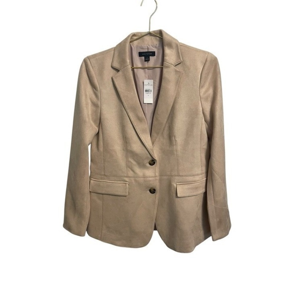 Ann Taylor Tan Faux Suede Blazer NWT Size 4 Professional Office Jacket